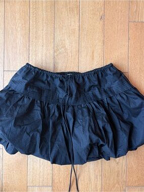 Princess Polly Black Bubble Mini Skirt with Drawstring Waist